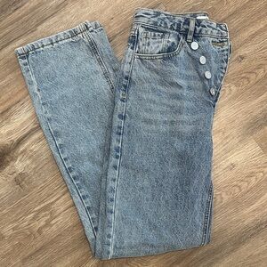 12th Tribe Cross Waist Light Blue Women Jeans